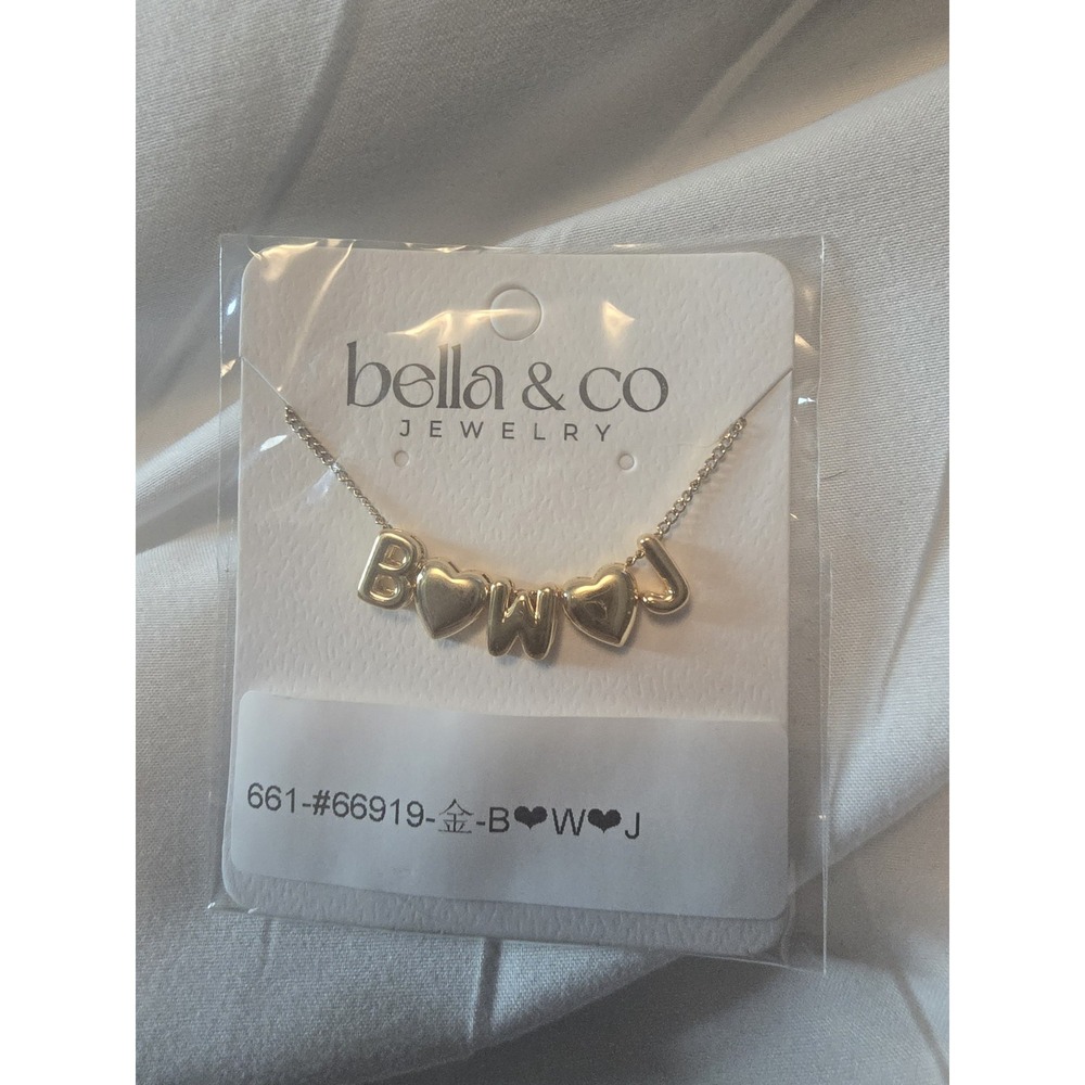 B❤️W❤️J  Bubble Letter Name Necklace Gold Plated NWT Brand BELLA &CO